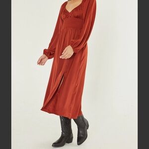 Elegant Rust Midi Dress